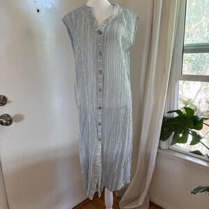 Zara blue & white striped button-front dress